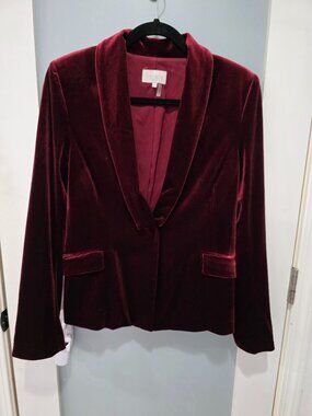 1.STATE Red Velvet Shawl Collar Blazer – Size 6 Holiday Jacket